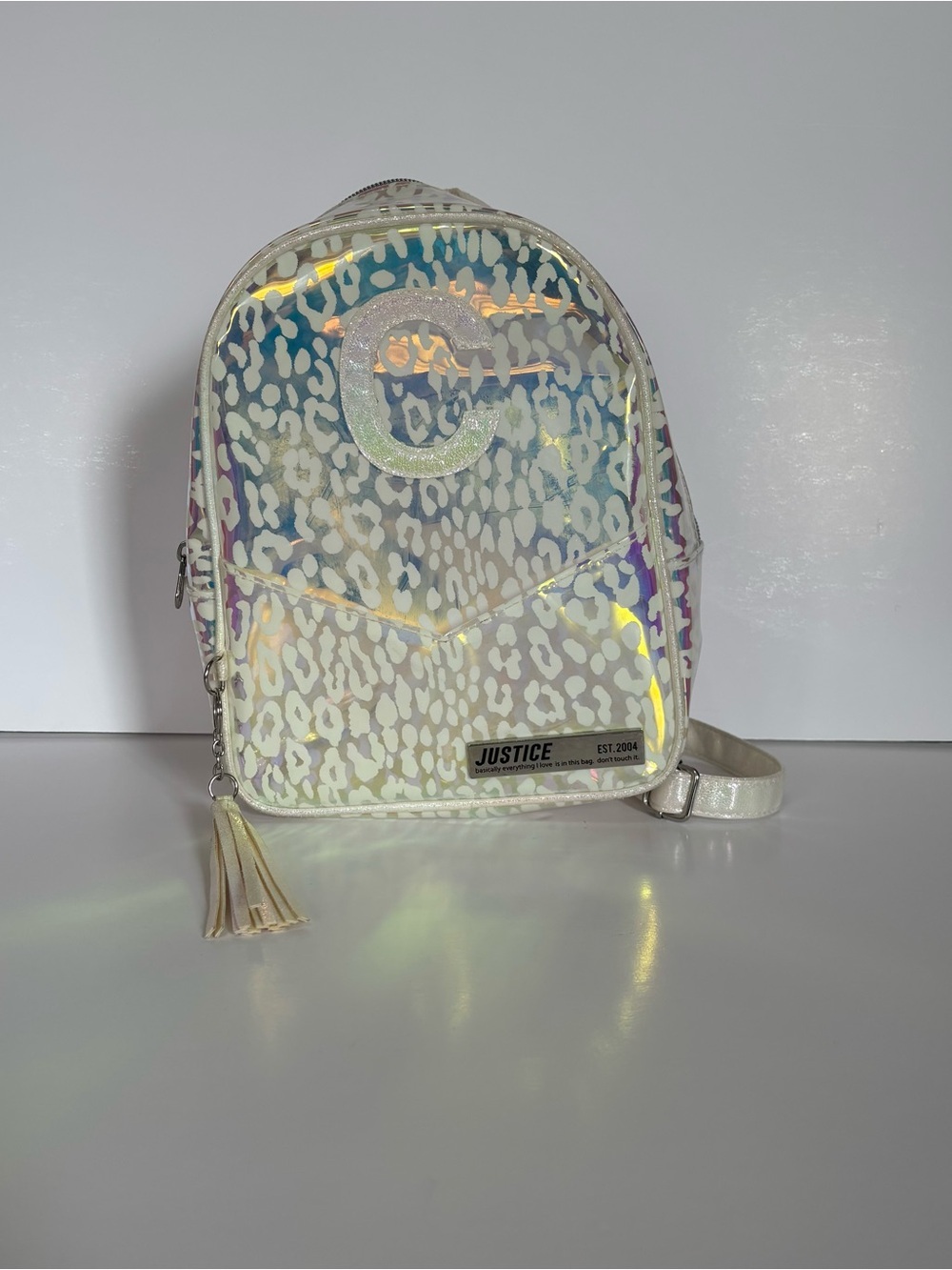 Justice Iridescent Leopard Mini Backpack - White‎